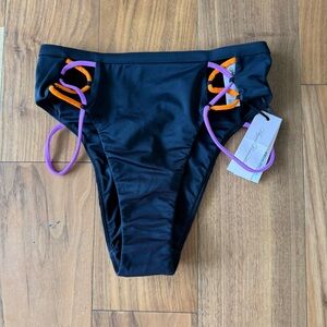 Agent Provocateur Black Bikini Bottom with Purple and Orange Accents